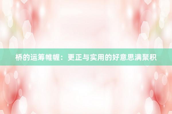 桥的运筹帷幄：更正与实用的好意思满聚积